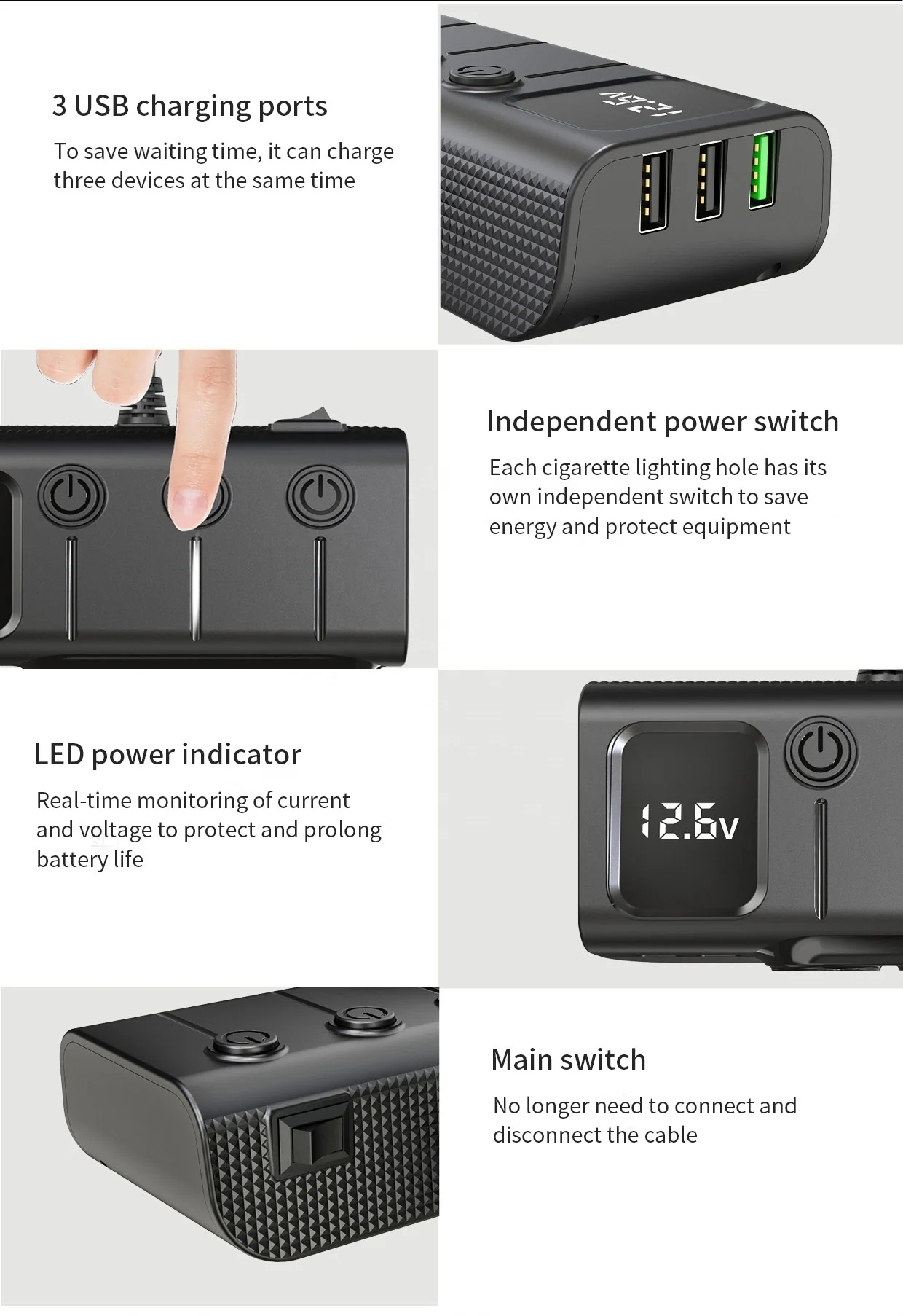 5USB 3A Dual USB Car Charger 3 Port LCD Display 12-24V Cigarette Socket Lighter Power Adapter Fast Car Charger