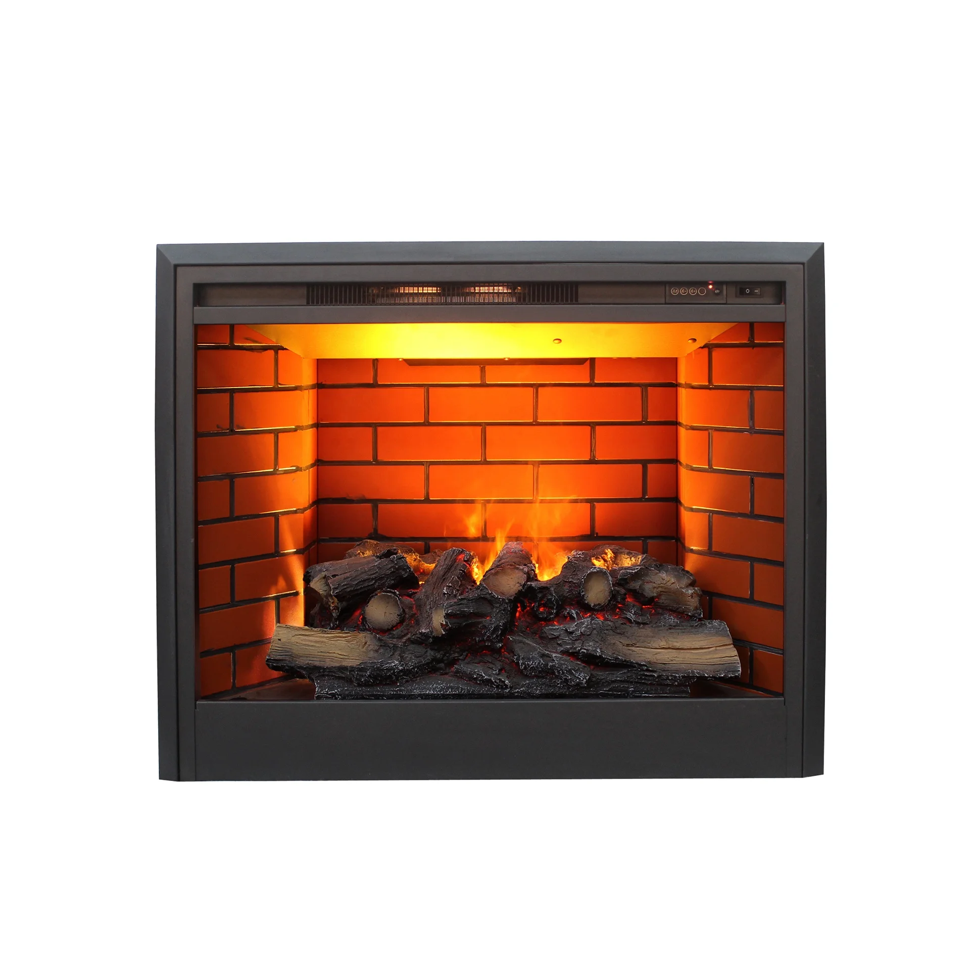 28 Inch Flat Front Water Vapor Electric Fireplace Insert Steam Flame Effect Fireplace Heater With Brick Wall