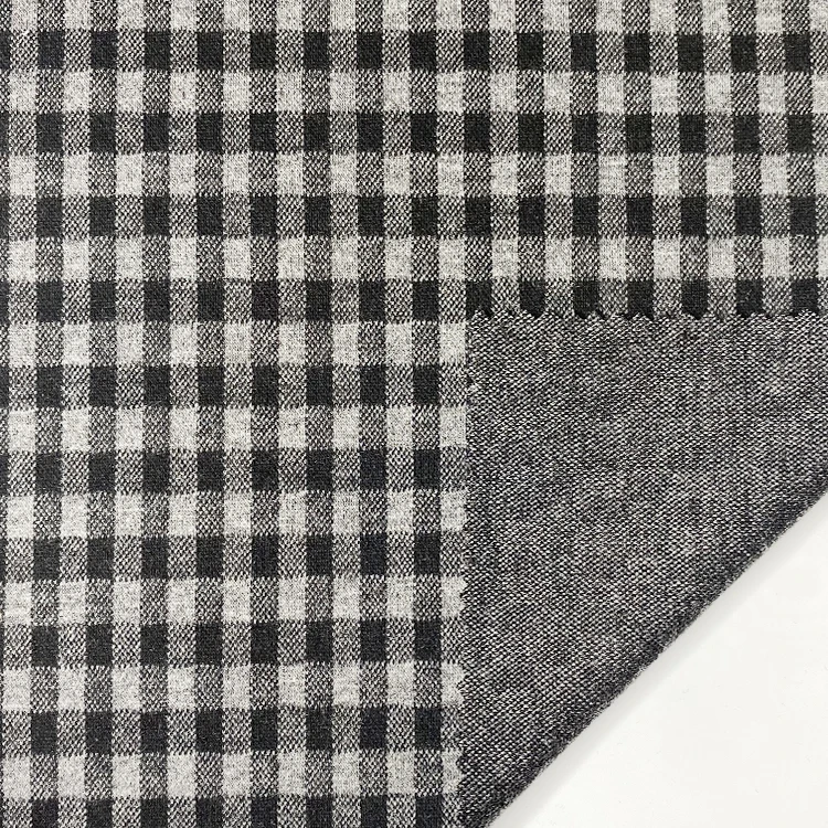 Veste en polyester rayonne et spandex, materiel tricote avec motif vichy, 341 gsm pour manteau habille et pantalons