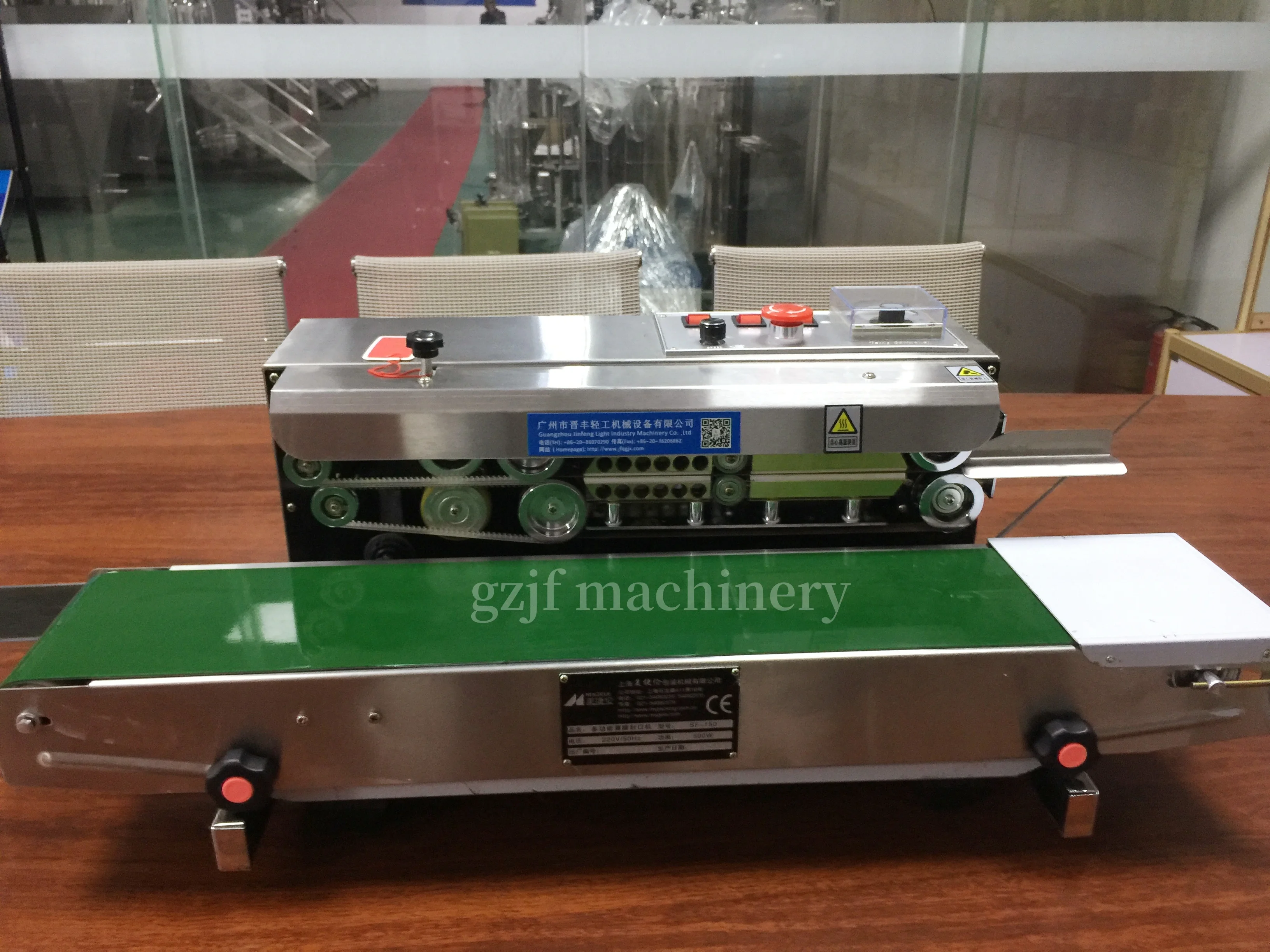 Jinfeng Plastic Bag Band Sealer Sealing Machine Food Snack bag Sealing Machine with inkjet printer plastic heat seal machine