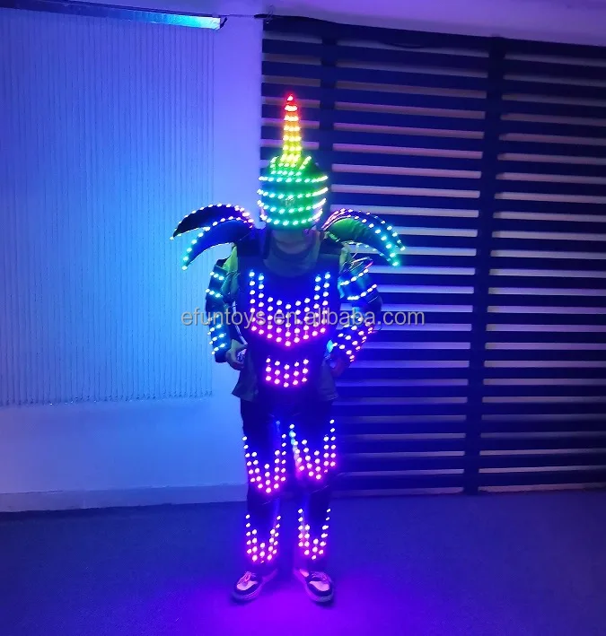 Efun 2024 Led Stage Clothes Luminous Costume Robot Suits Mobile Power Supply Led Robot Costume 1 Piece Customized Adults Sets
