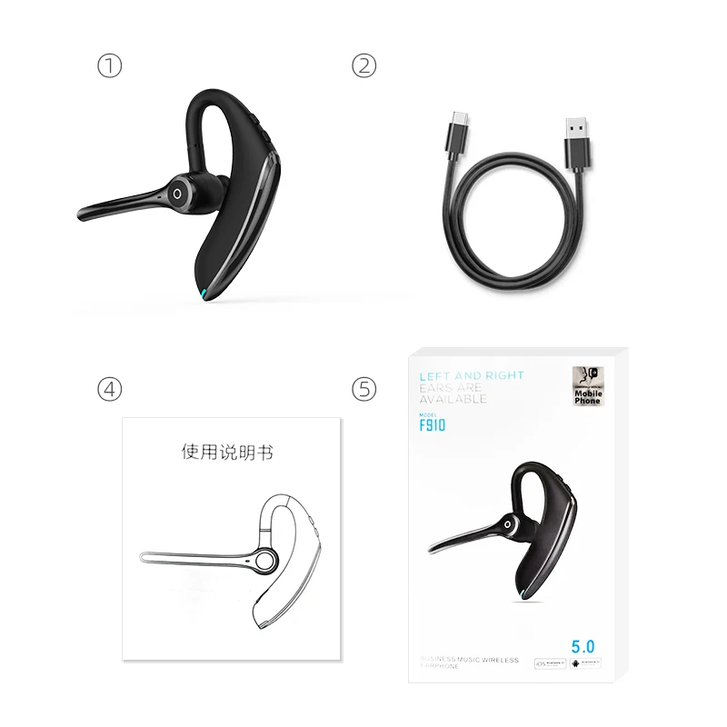 
POLVCDG F910 Wireless Headphones Business Driving Wireless Earphone HD Mic Waterproof Sports Wireless Headset Earphone for Sony 