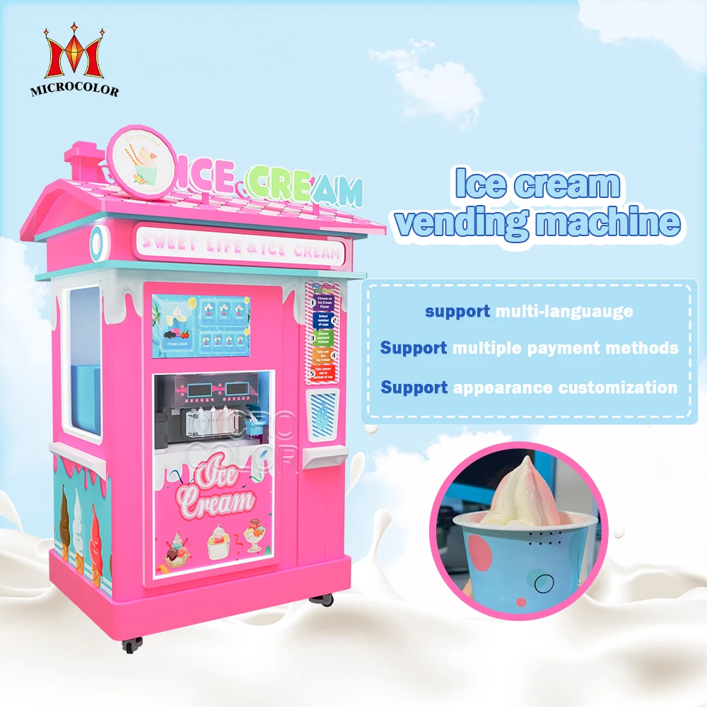 Automatic Ice Cream Robot Kiosk Popular Automat Soft Ice Cream Smart Vending Machine