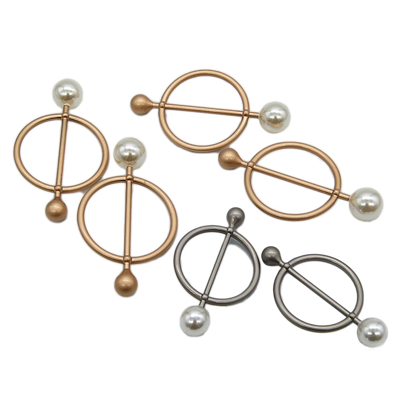 
Fashion Ornamental pearl Zinc Metal Scarves Belt Buckle 