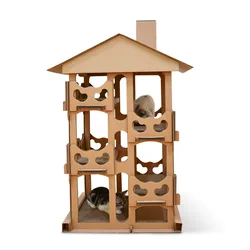 Pet cat toy big corrugated paper house climbing frame for cat jumping