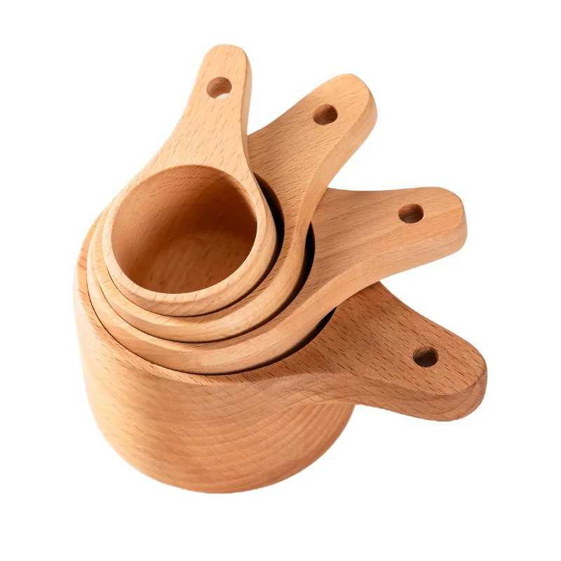 Nordic Style Finland Handcrafted Wood Camp Cup Portable Rubber Wood Kuksa Mugs For Coffee Tea Milk
