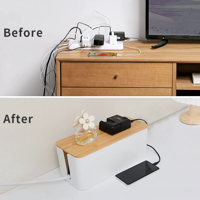 PRODIGY COB01 Cable Box Organizer cable Tidy Box bamboo Cable Storage Box