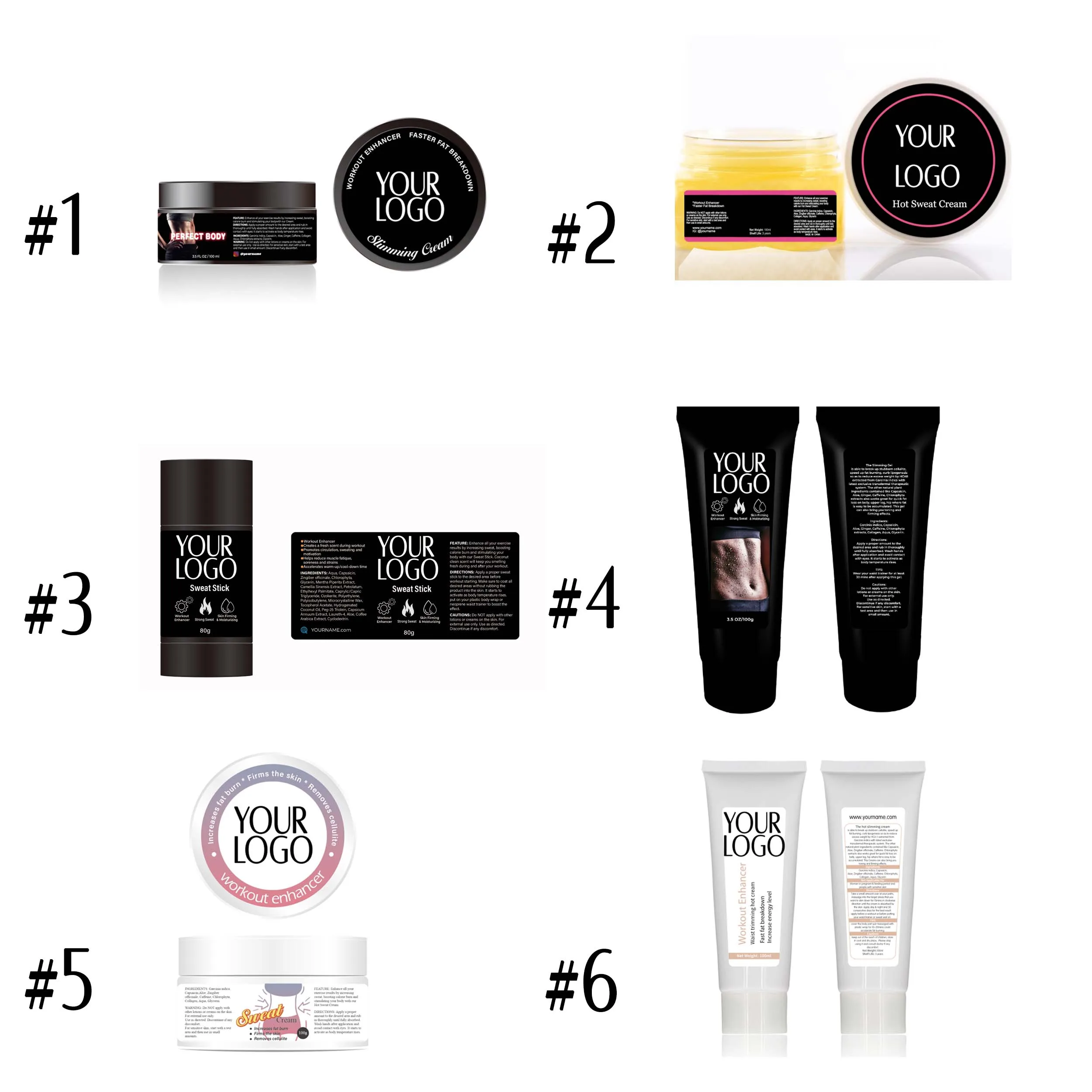 10pcs  private label hot selling  fat burning slimming sweat gel cream 50% off in custom logo