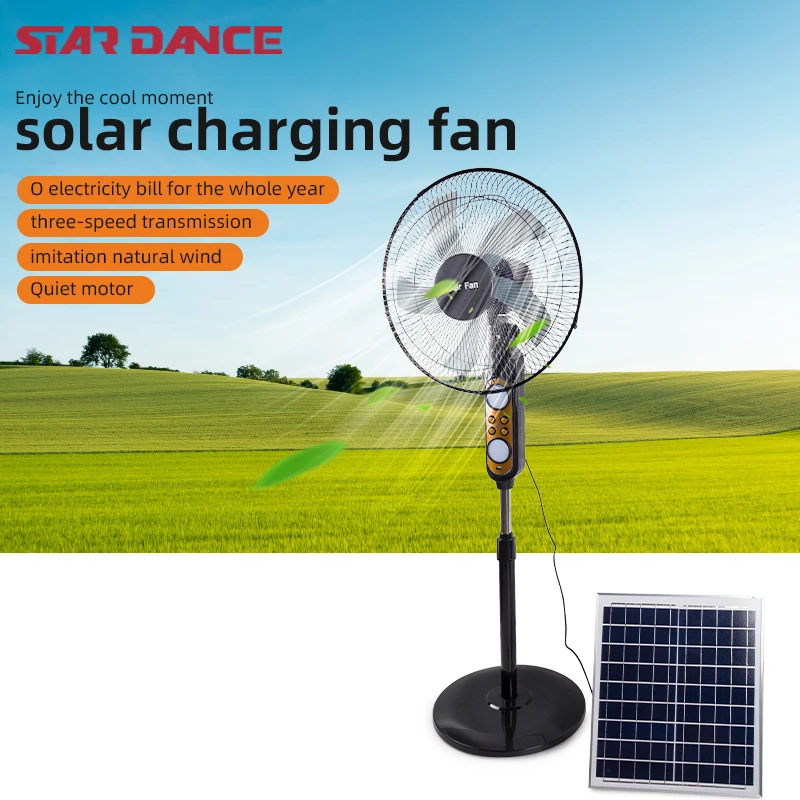Rechargeable Pedestal Fan Solar Dc High Speed Portable Wholesale Floor Fans Solar Panal Charge Solar Cooling Air Fan