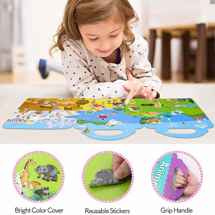 Best Selling Kids Portable Quiet Book Die Cut Stickers Imagination and Creativity Static Sticker Book