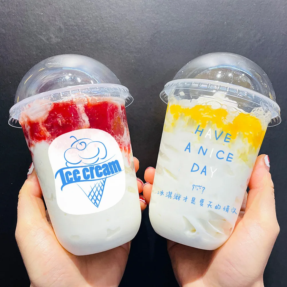 Disposable 95mm 12oz 16oz 24oz U Shape Cups PP Blistering Juice Boba Bubble Milk Tea Clear Soft Plastic Cup With Lid