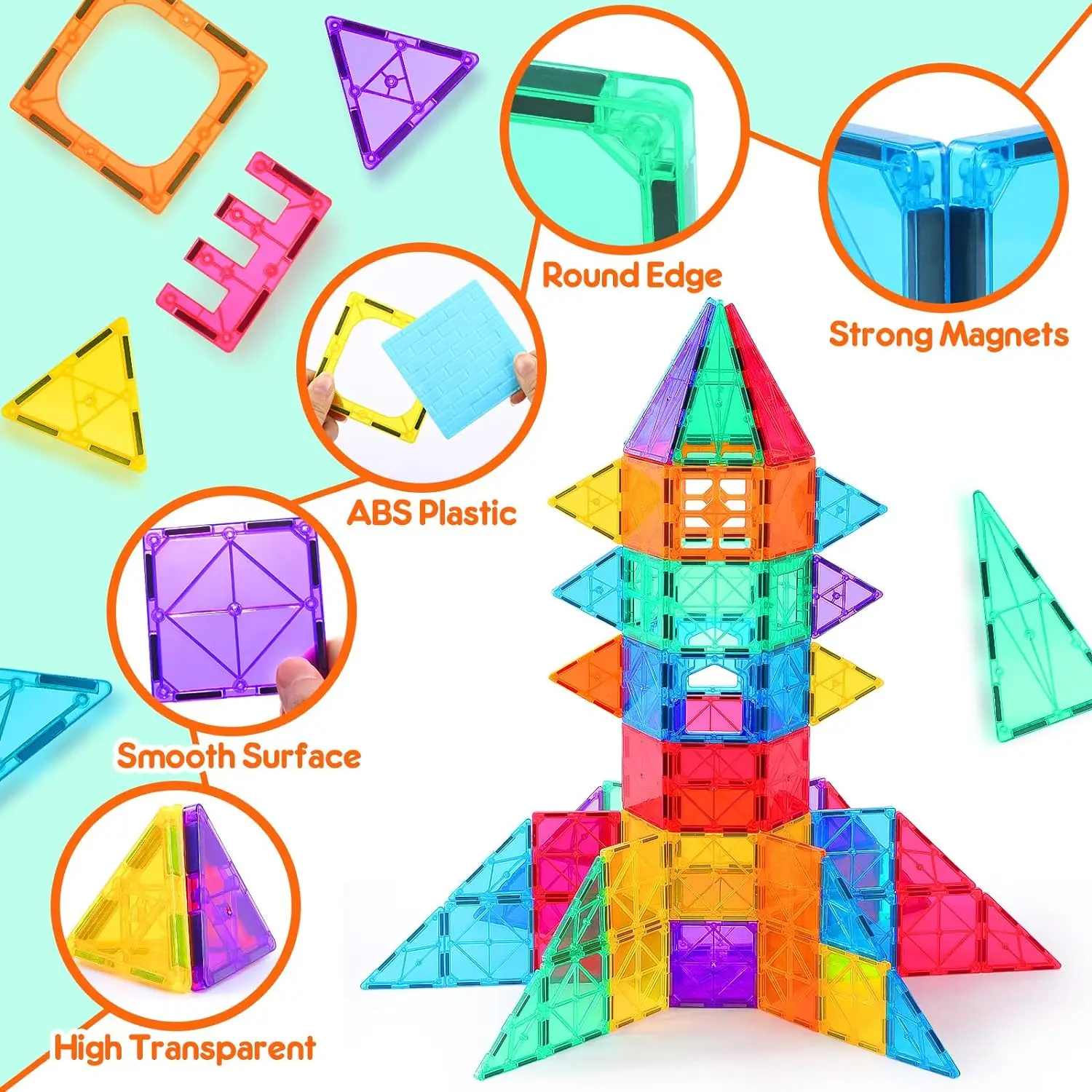 100pcs/box Educational Magnetic Toys 3D Magnetic Tiles for kids magnetic building blocks