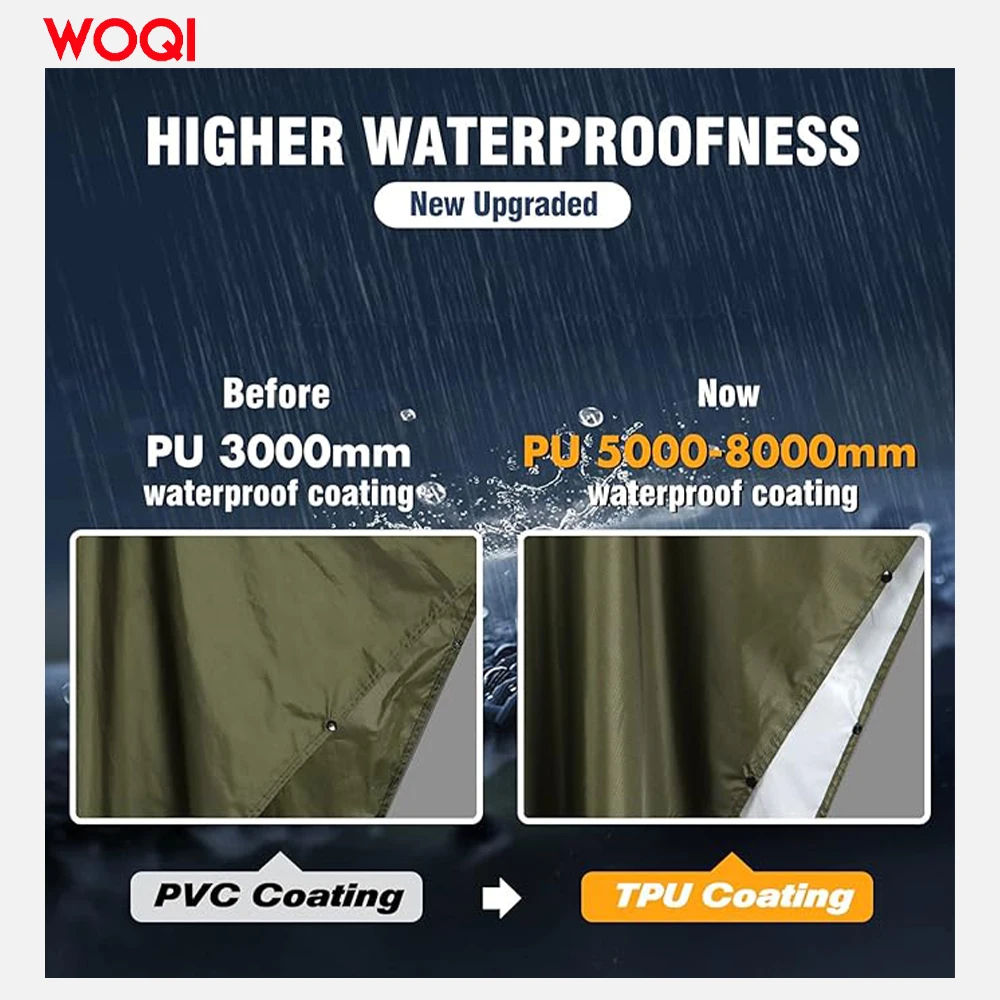 WOQI custom printable with reflective stripes hooded waterproof raincoat adult jacket raincoat