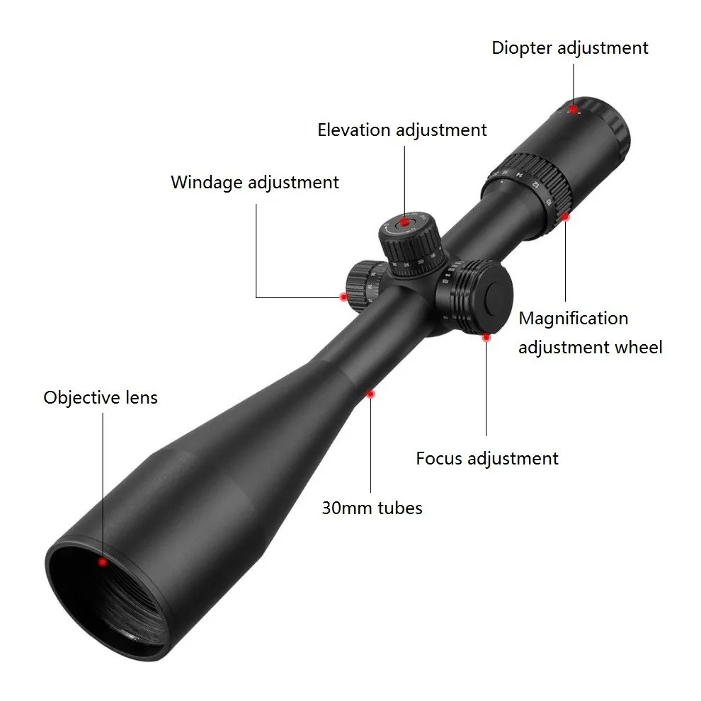 Наружный дальний прицел OEM ODM оптический 10-40X56 HD с подсветкой перекрестного прицела в первой Фокальной плоскости рефлекторный