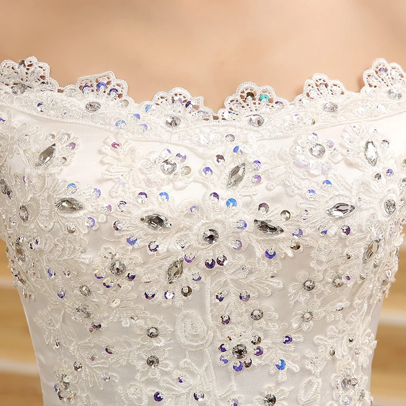 
Vestido De Novia New Bridal Gown Princess White Lace Beading Crystal Boat Neck Royal Train Cheap Dresses Plus Size 