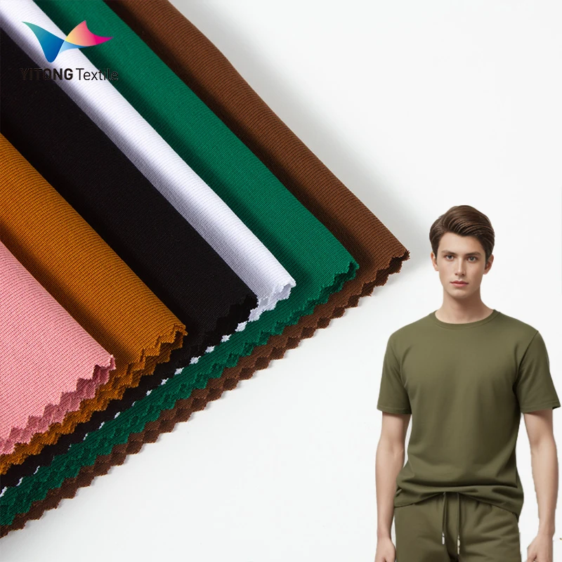 Textile Supplier 200 gsm Rib Knit Fabric Cotton Spandex 92% Cotton 8% Spandex Fabric for Loungewear