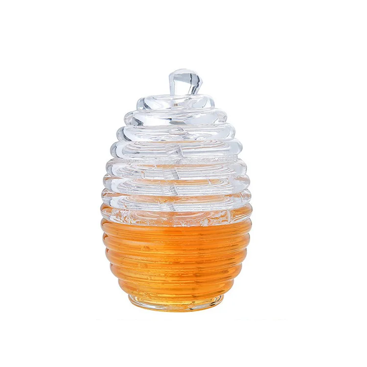 Cheap Glass Honey Pot Artistic style Glass Honey Jar With Glass Lid Airtight Food Storage For Honey