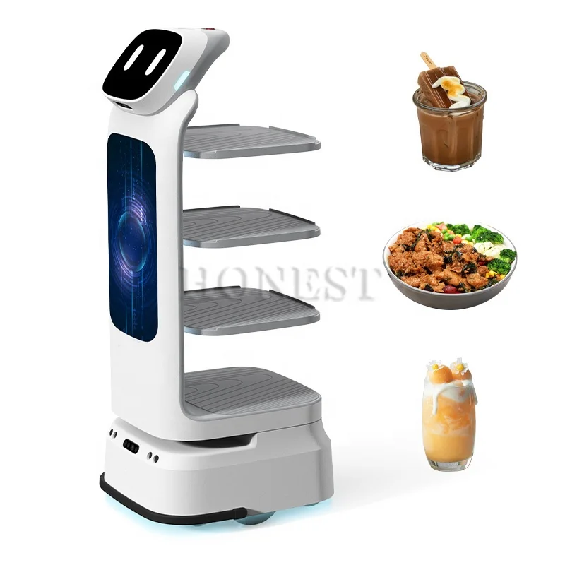 Durable Robot Food Machine / Restaurant Robot Waiter Service / Delivery Robot Restaurant
