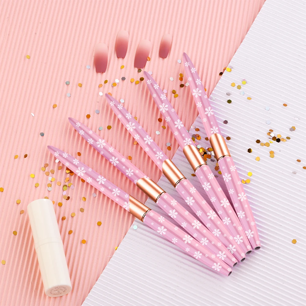 2022 Персонализированная кисть для акриловых ногтей Kolinsky, розовая металлическая Кисть для ногтей со снежинкой, кисть для акриловых ногтей Kolinsky, размер от 12 до 18