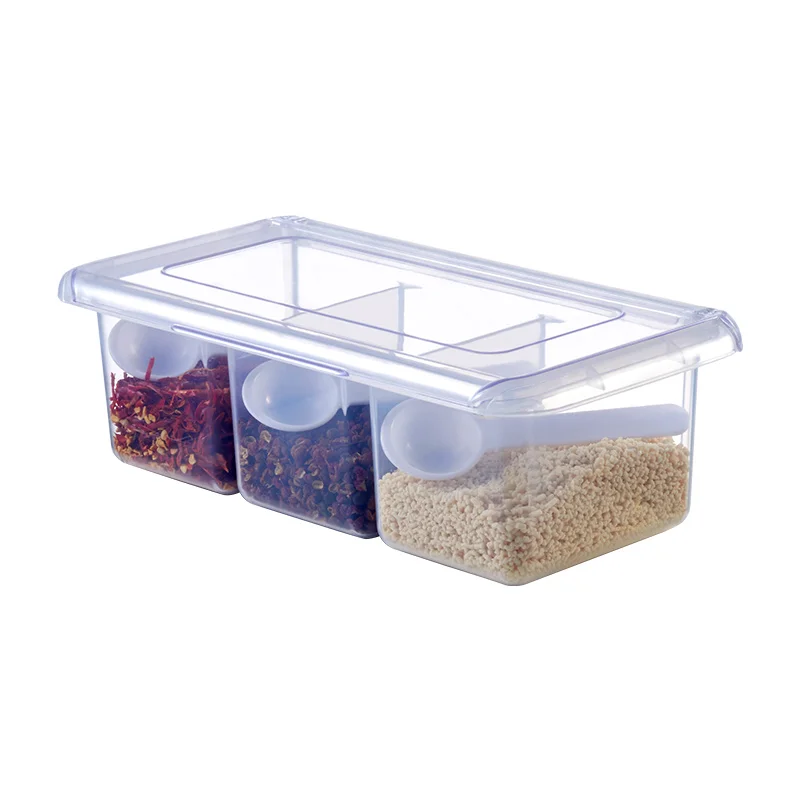 Plastic Spice Jar Organizer Kitchen Storage Boxes Set with  Spoon