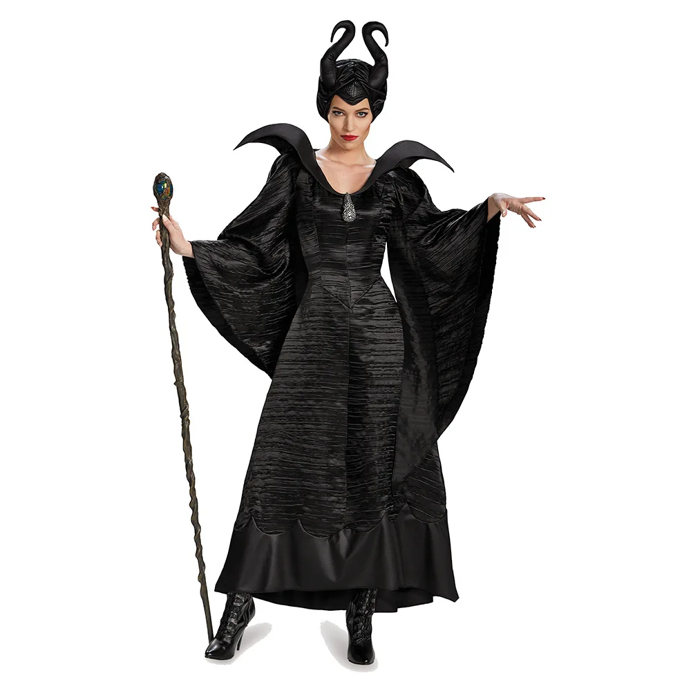 Movie Maleficent Costume Halloween Cosplay Costumes For Women Adult Black Witch Dress Dark Party Costume