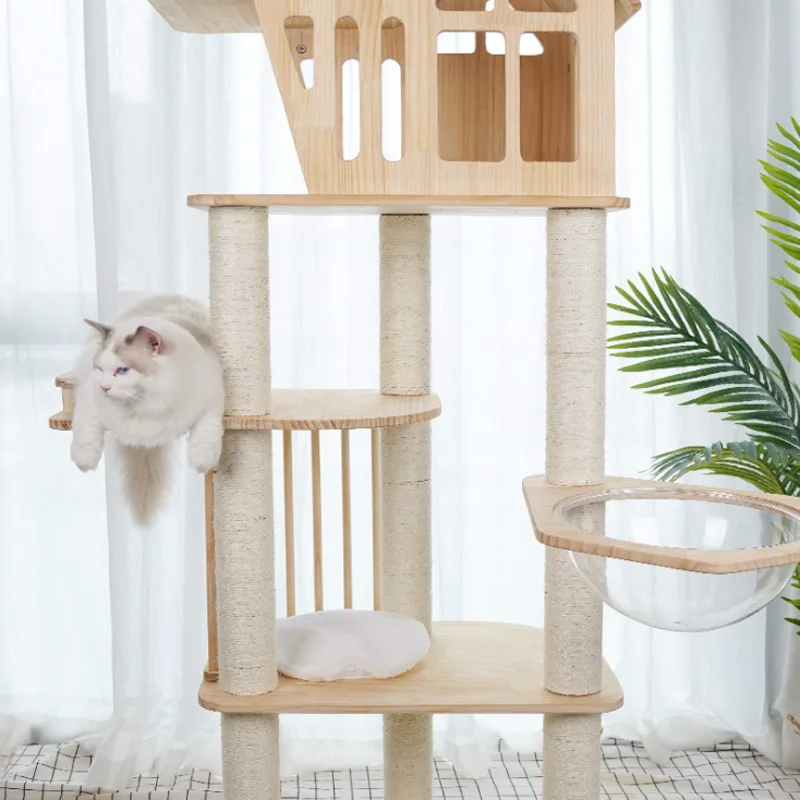 small funny house funny wooden with cat tree