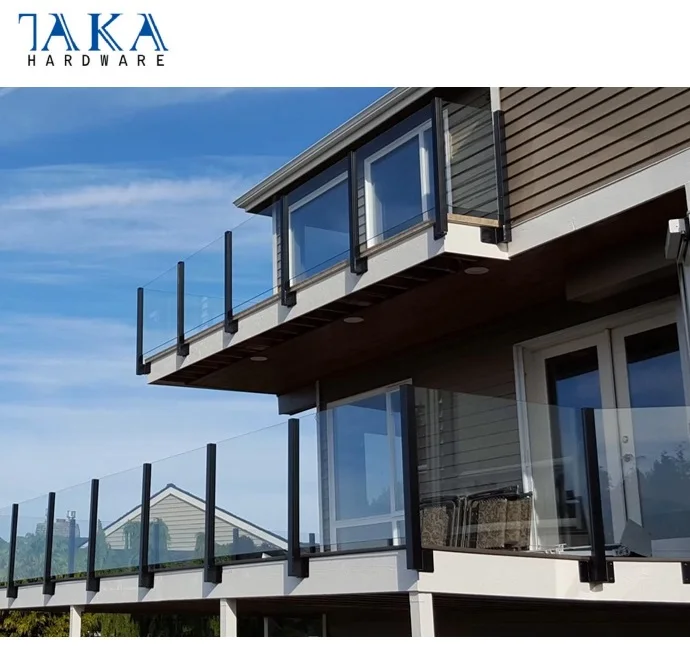 Balcony Railing Glass Fence Side Mounted Slotted Tube Post Outdoor Railing Stainless Steel Glass Railing Handrail Balustrade