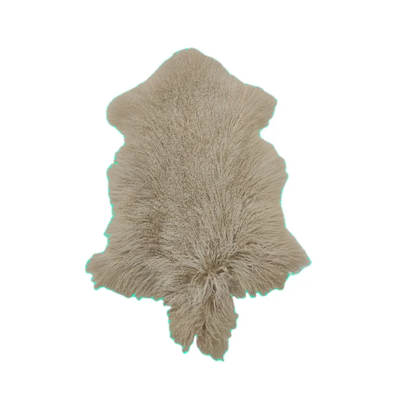 High quality purple brown grey white single wholeskin Mongolian lamb fur plate real sheepskin hide
