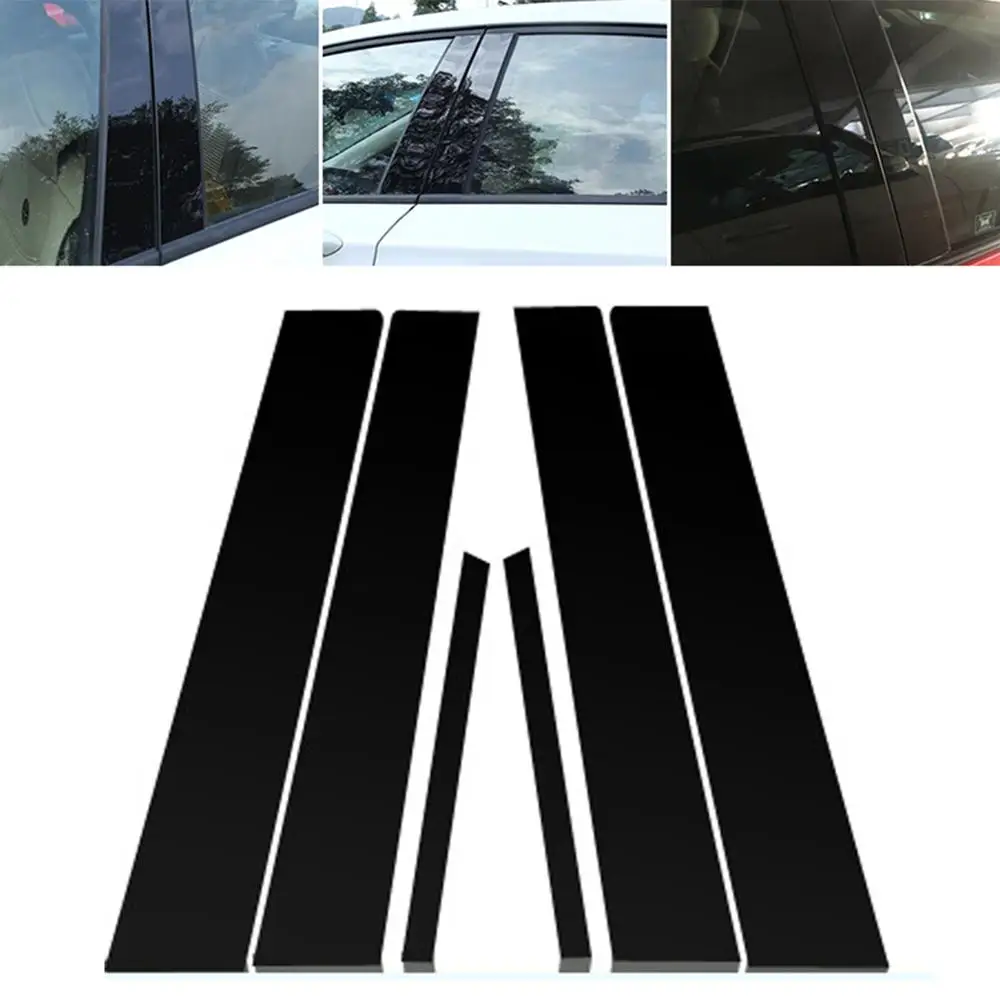 6 шт. накладки на стойки автомобильных окон для Honda Civic 2006-11 центральные наклейки колонки с зеркальным эффектом