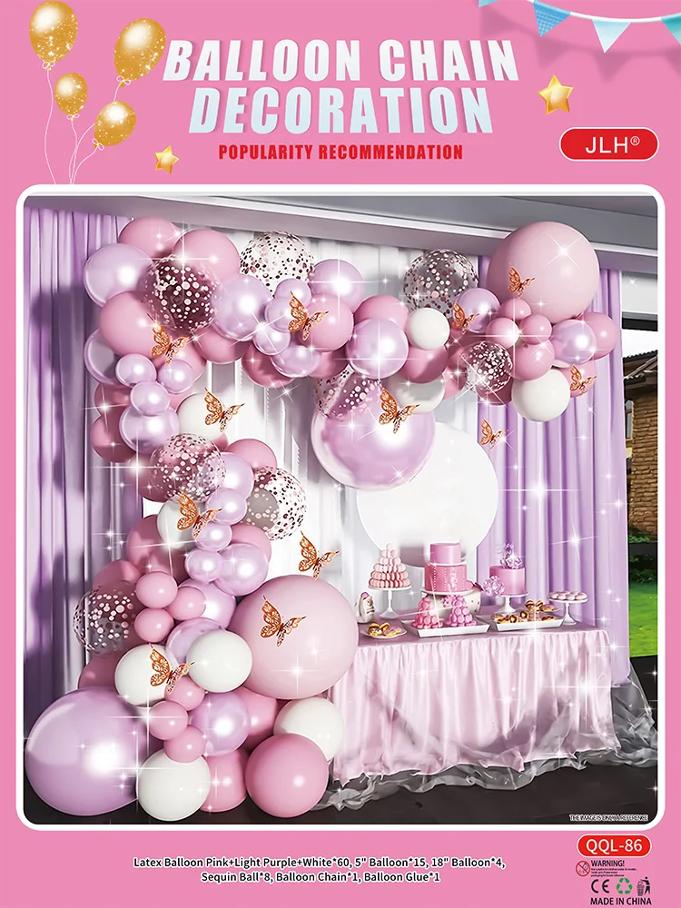 89PCS Confetti Pastel Pink Balloon Garland Set Pink Balloon Arch Kit for Birthday Baby Shower Wedding