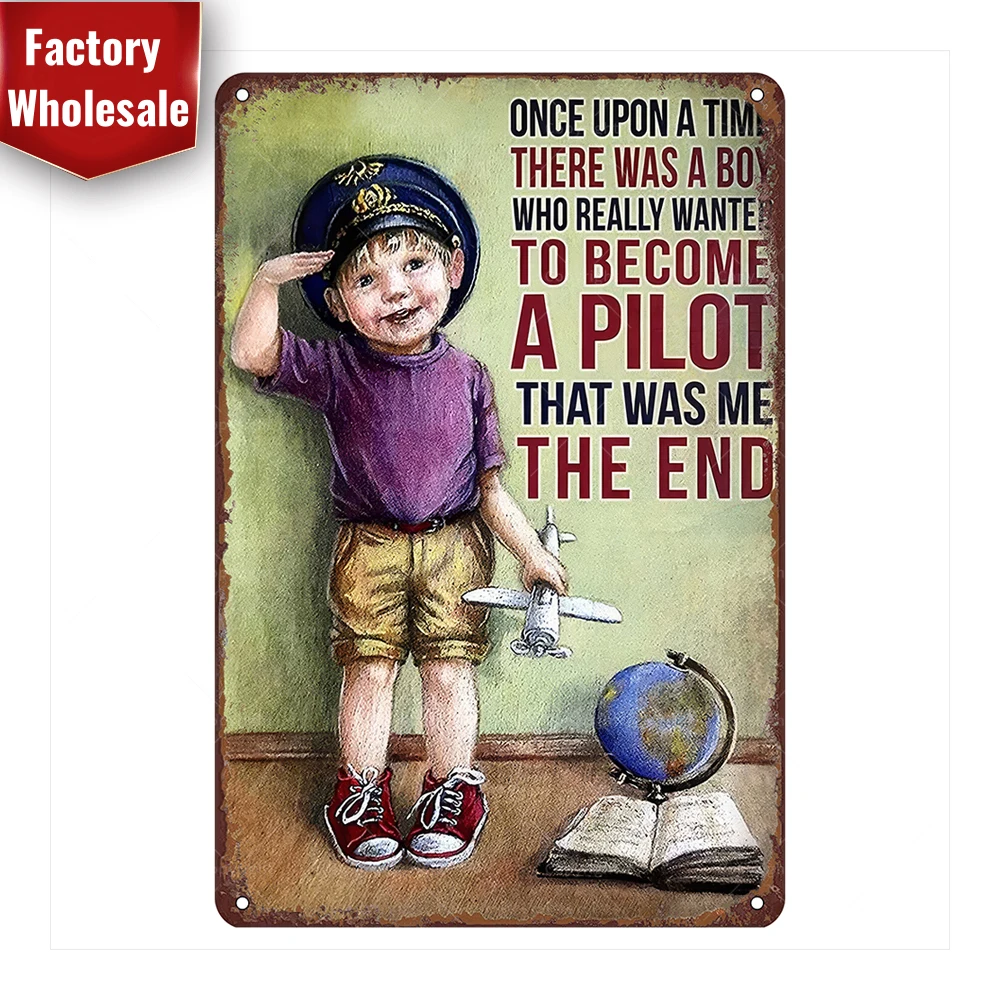 Metal Tin Sign - Pickleball Paddle,Pilot In Storm,Aviation Enthusiasts Retro Tin Sign - Vintage Interior Decoration,