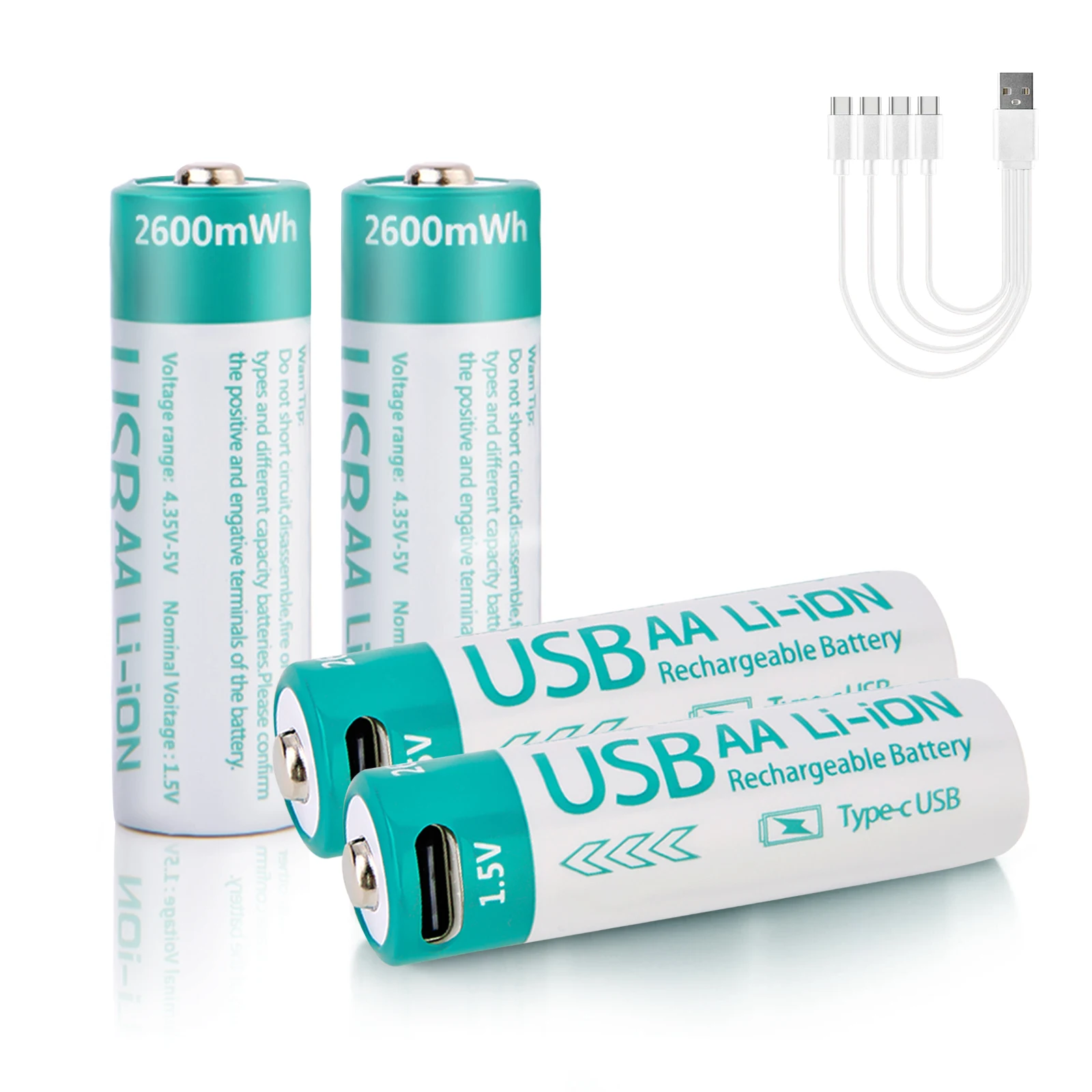 Deep Cycle Lithium Phosphate Rechargeable 1.5V 2600mWh AA type-c charge Battery Cell For Home remote controls battery
