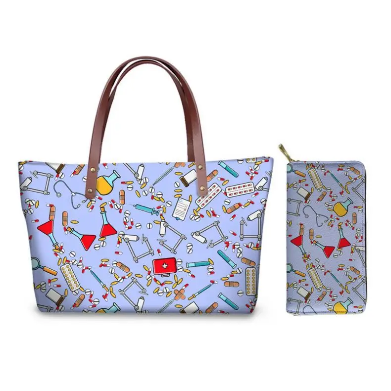 Girls Bags Shoulder Cartoon Doctur Nurse Medical Tools Design Large Womens Tote Bags Wholesale Handbags Ladies Medico Monedero