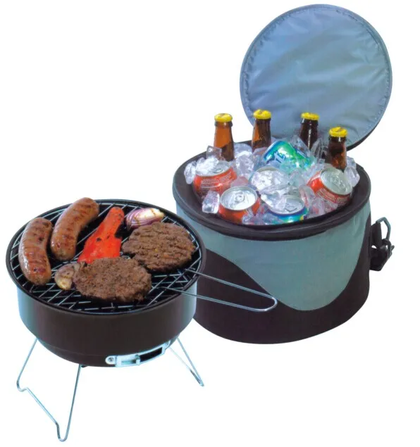 Mini Portable Charcoal Barbeque Grill with Cooler Bag camping Simple Round bbq grilling basket bbq grills outdoor bbq kitchen
