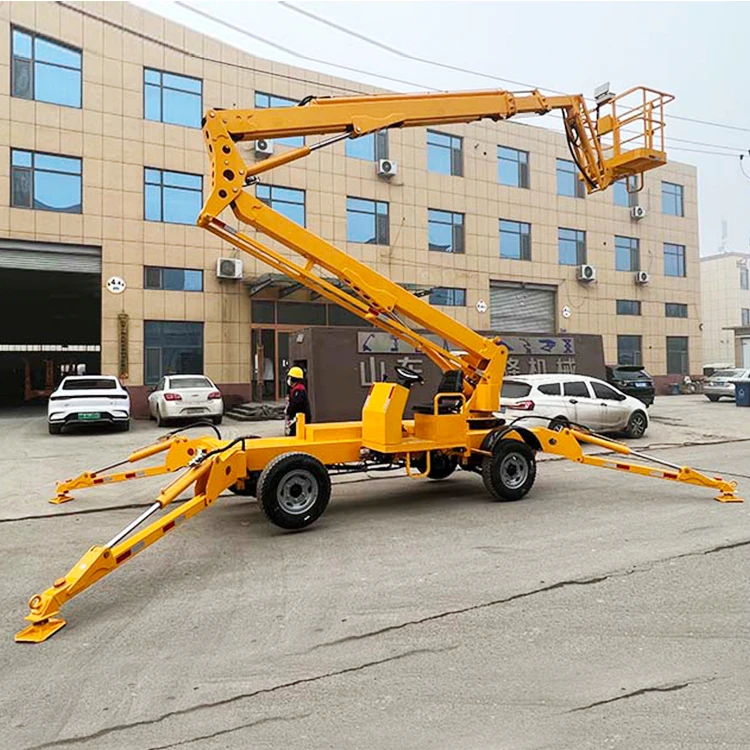 Folding Two Wheels Towable Boom Lift 20m Cherry Picker Telescopic Towable Boom Lift