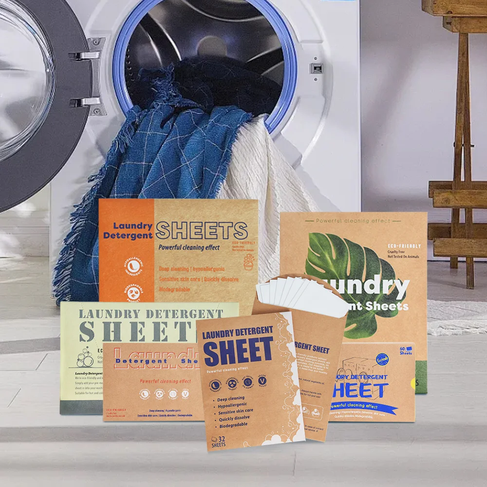 OEM ECO Friendly Laundry Detergent Sheets No Plastic Waste Activewear Laundry Detergent Sheets For Washing Clothes
