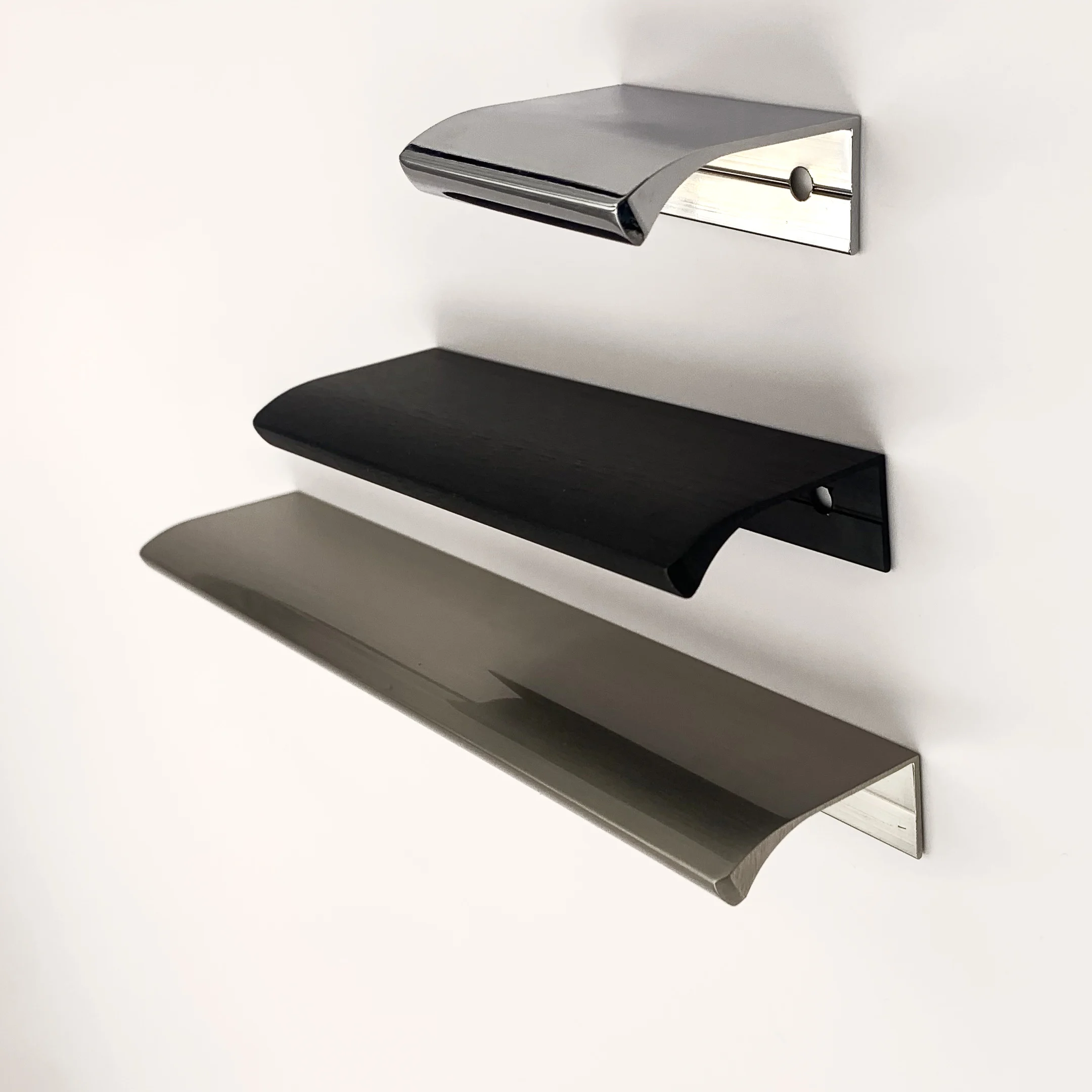Modern Concealed Furniture Cabinet Door Finger Pull Aluminium Customized Color Edge Cabinet Handles