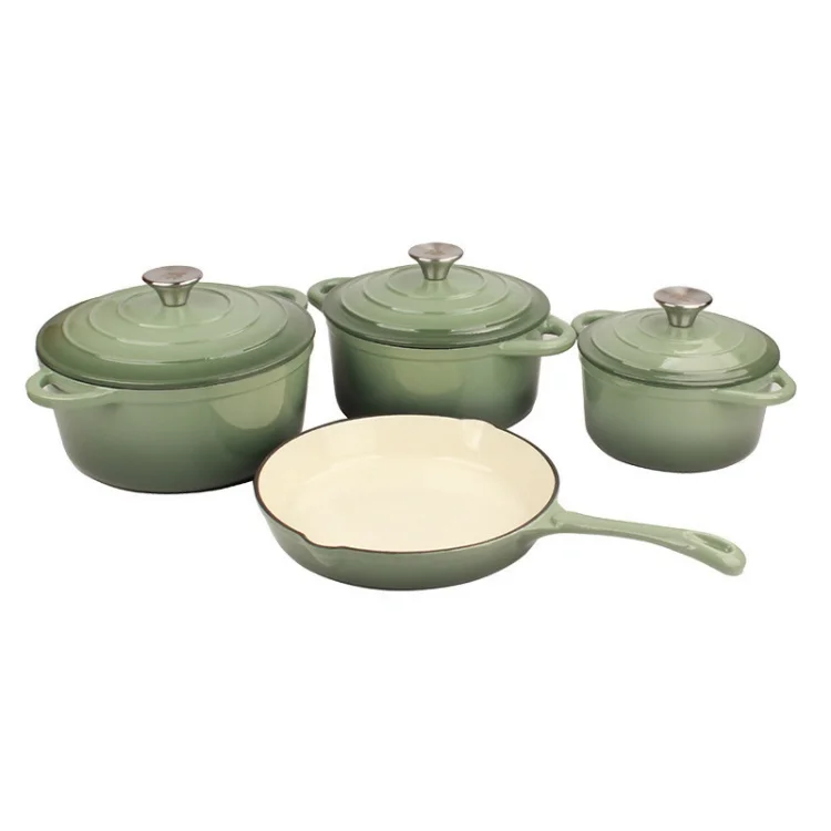 Wholesale New Kitchen Set Pots Seafood Stew Milk Boutique 20/22/24 cm Non-Stick Pans Enamel Stock Big Cast Iron Pots frying pan