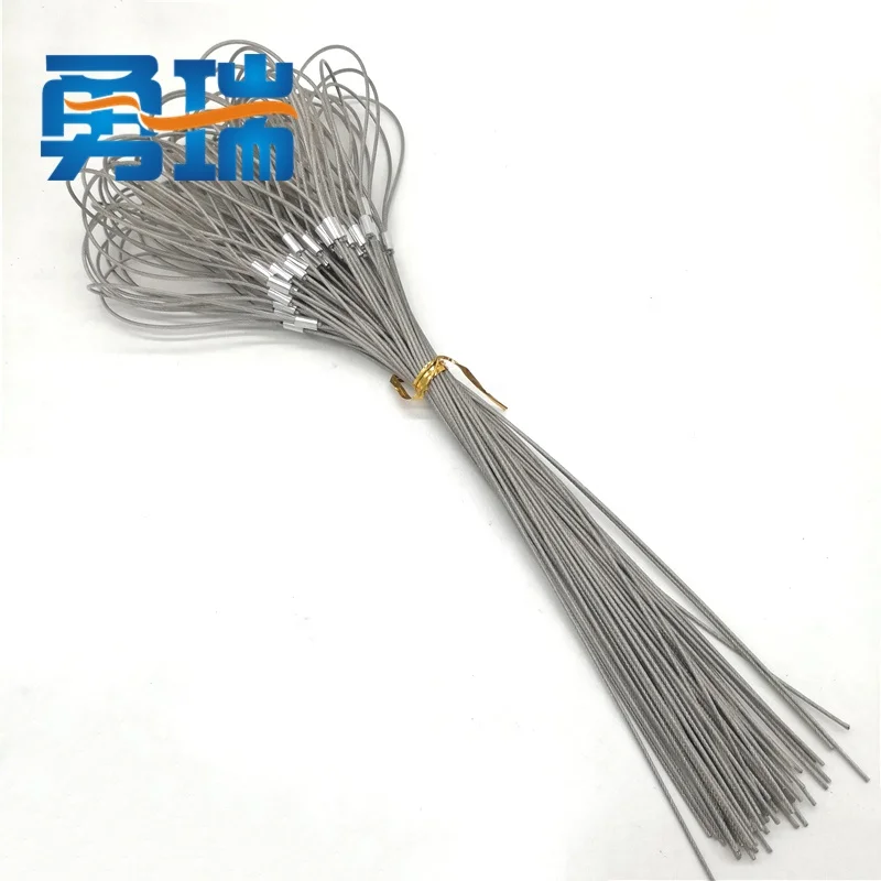 Plastic coated 2mm steel cable with threaded rod screw wire and press studs metal