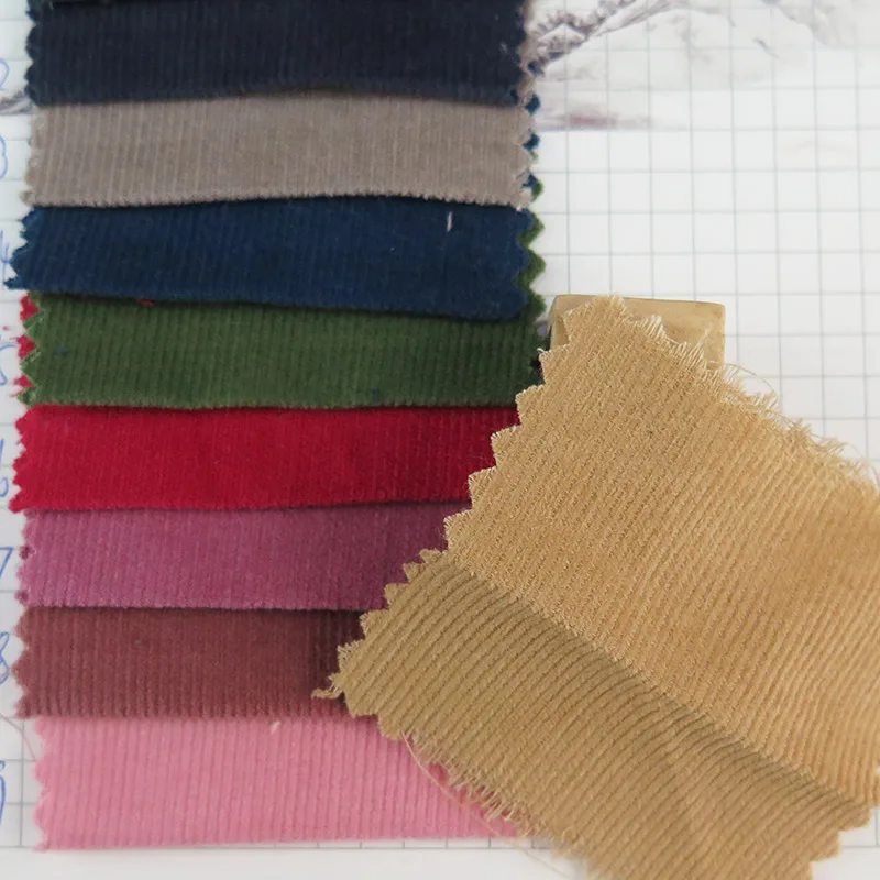 wholesale woven plain style 21 Wale none elasticity Corduroy 100% cotton fabric for Pants, dresses, coats