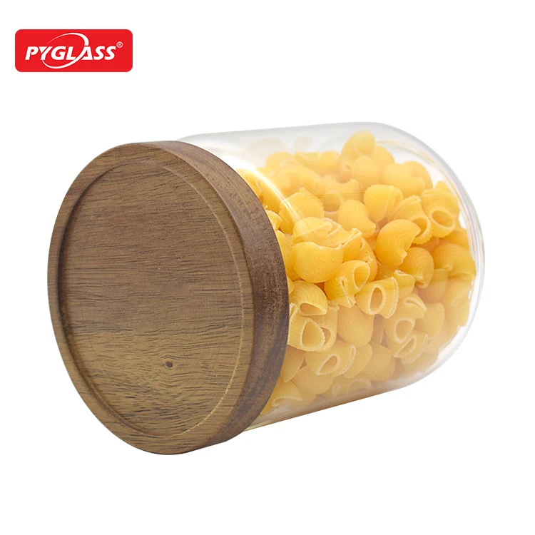 New trend high borosilicate glass food storage jar with bamboo lid