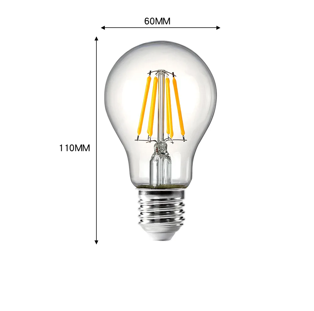 In stock E27 E14 A60 C35 ST64 Edison electric LED filament bulb lights wholesale 5W 7W 9W 12W smart wifi blue tooth dimmable