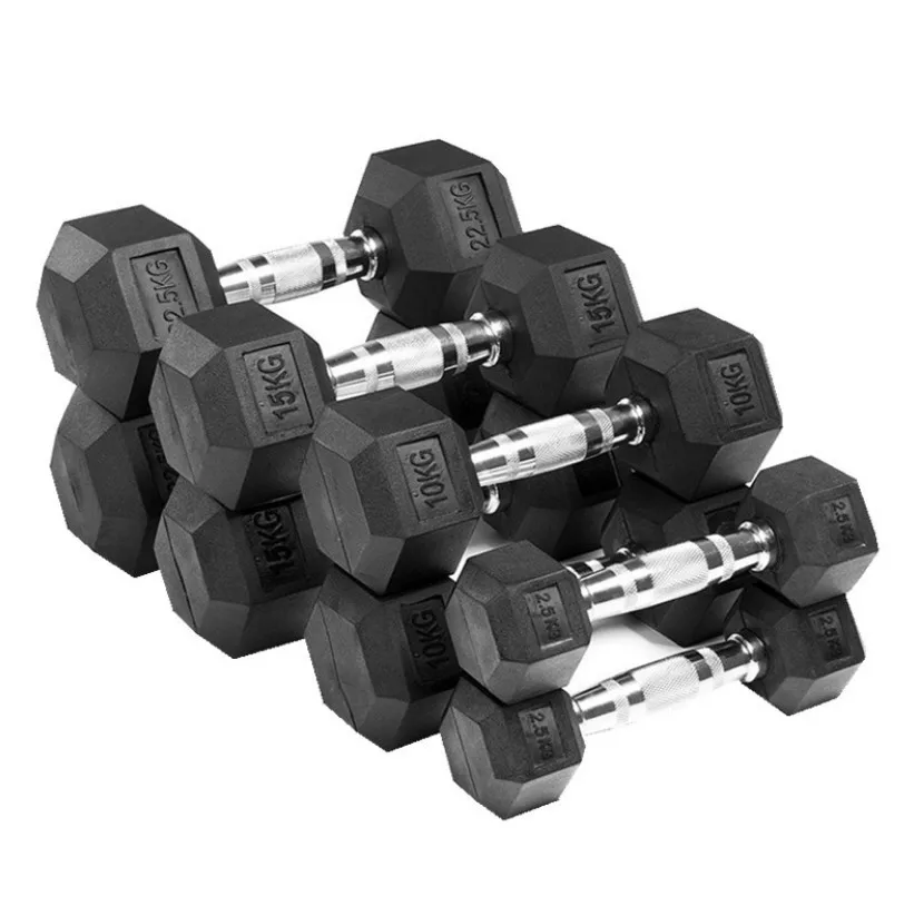 Rubber Round Dumbbell Exercise 2.5kg 5kg 10kg 15kg Dumbbells Home Gym Hex Dumbbell Set