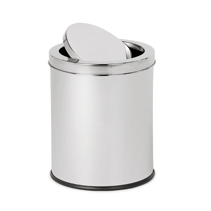 Mirror Dustbin Hotel Room Use 3L 5L 12L 20L 30L Stainless Steel Swing Lid Trash Bin