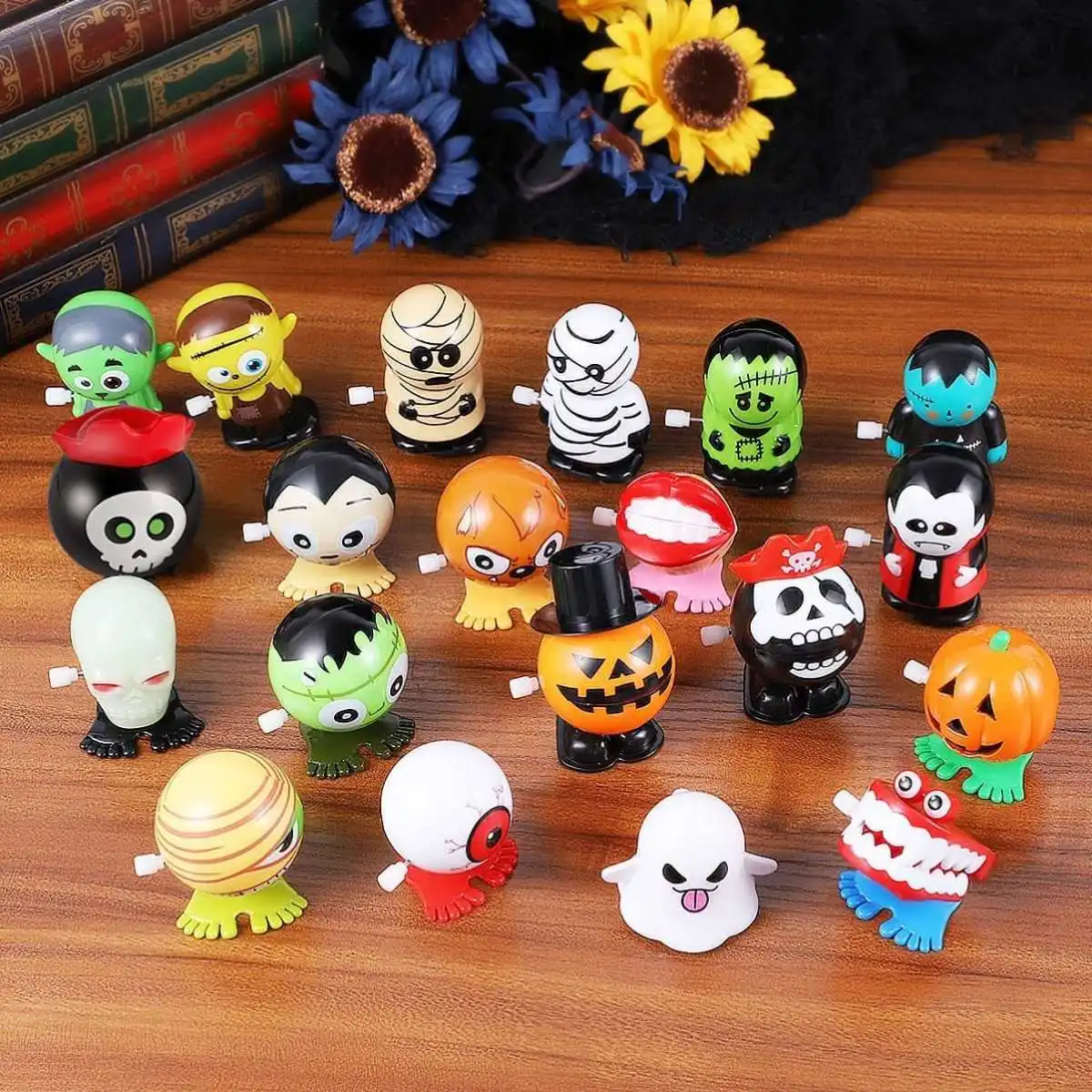 Funny Cute Jumping Clockwork Wind-up Plastic Dolls Kids Halloween Gifts Toys