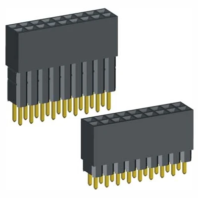 Female Header 2.54mm pitch connect insulation height 8.5mm+2.5x2 Stackable Long Legs 2x20pin,Straight,NY6T golden flash PC:2.0mm