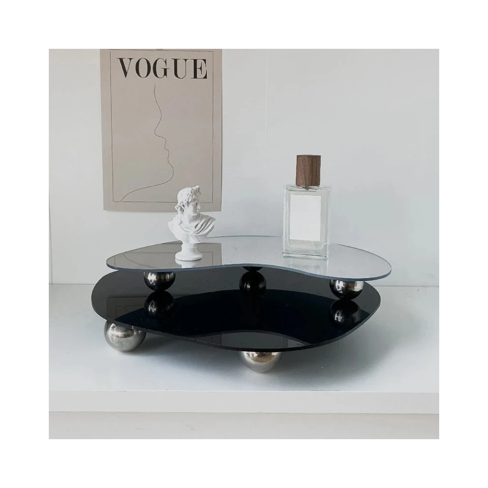 Black Mirror Acrylic Storage Tray Perfume Wedding Home Decor Custom Jewelry Luxury Acrylic Serving Decorative Tray