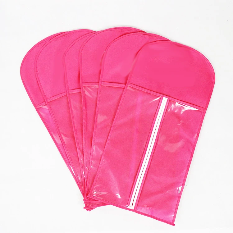 Custom Logo Private Label Non Woven Pink clear PVC hair wig extension packaging bags for hair accessory