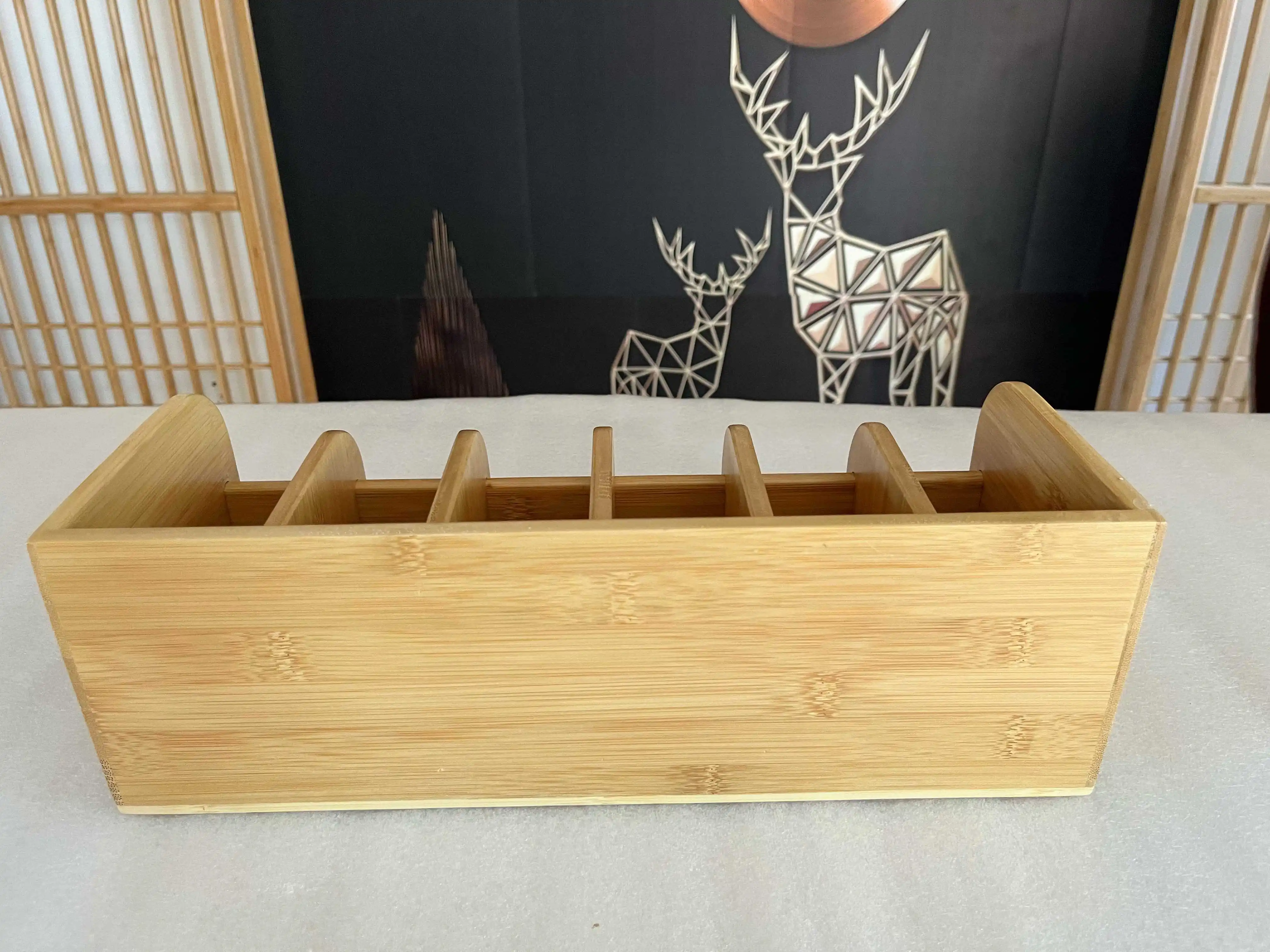 Bamboo Belt Organizer Box 6 Slot Belt Storage Rack Organizer for Closet and Drawer Belt Display Organizer for Men Women