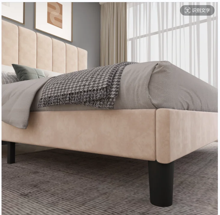 Custom Khaki Modern Twin  Bedroom Bed Sets Wrinkle Double Queen king Size Italian Designs Queen Fabric Storage Bed Frame